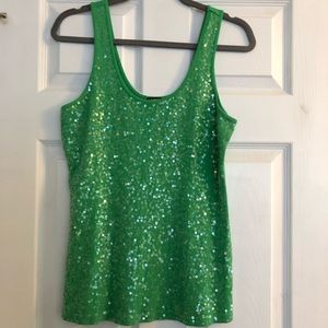 Green sequin tank top.